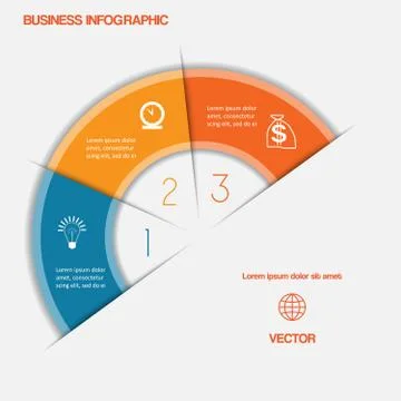 Infographic semicircle with text areas on three positions Stock Illustration