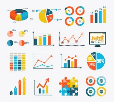 Infographic Set Graph and Charts, Diagrams Stock Illustration