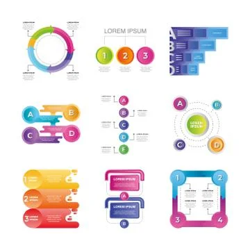 Infographic set steps, business processes, workflow, diagram, flowchart concept, Stock Illustration