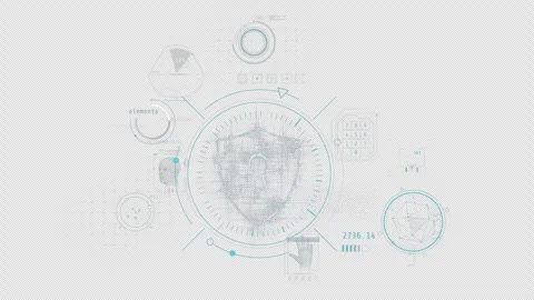 Infographic with a shield icon symbolizing cybersecurity and access control Stock Footage 327957306