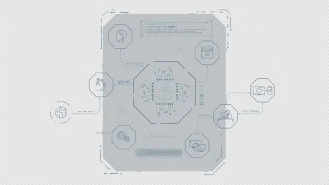 Infographic showing digital management processes around a laptop user icon Stock Footage 326314439