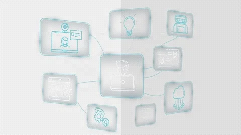Infographic showing a digital network with a software developer Stock Footage 327957028