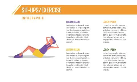 Infographic of Sit ups in gym vector Stock Illustration