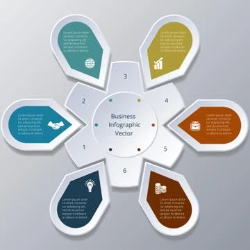 Infographic six Points arranged in circle gear イラスト素材