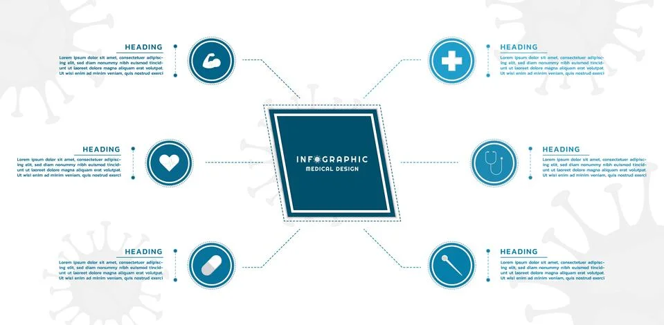 Infographic square and circle shape design icon for medical mind map style Stock Illustration