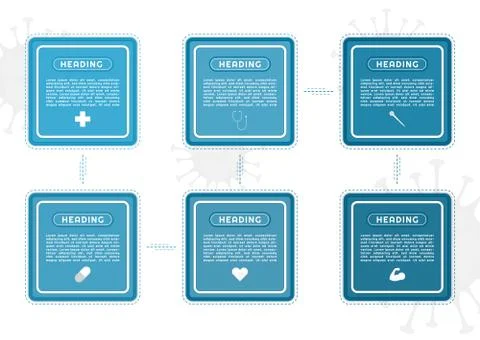 Infographic square label design icon for medical step to healthy Stock Illustration