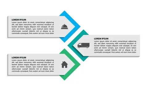 Infographic square process three (3) steps concept Stock Illustration