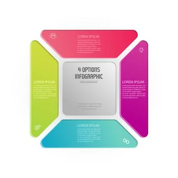Infographic square. The triangle diagram is divided into 4 parts. 스톡 일러스트