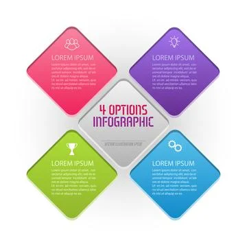 Infographic square. The triangle diagram is divided into 4 parts. Stock Illustration
