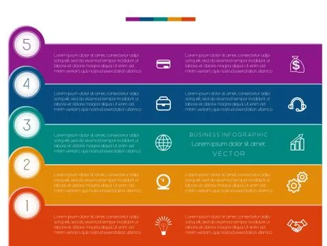 Infographic, strips numbered, five template Stock Illustration