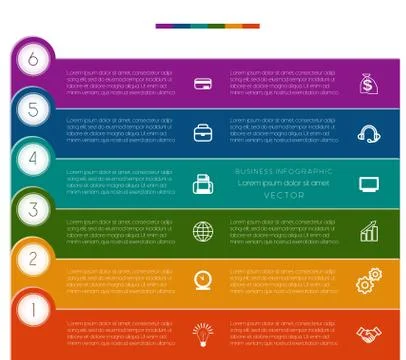 Infographic, strips numbered, six template Stock Illustration