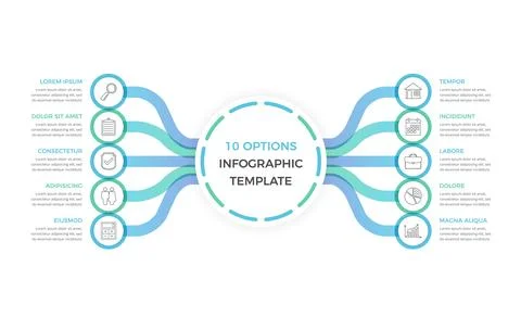 Infographic Template with 10 Options Stock Illustration