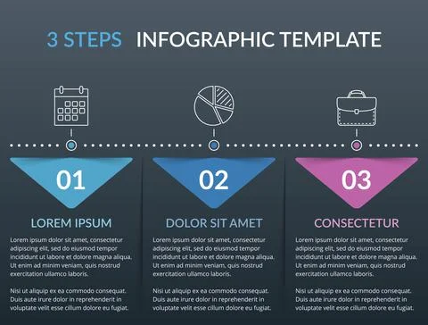 Infographic Template with 3 Steps Stock Illustration