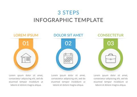 Infographic Template with 3 Steps Stock Illustration