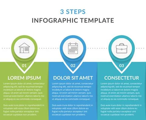 Infographic Template with 3 Steps Stock Illustration