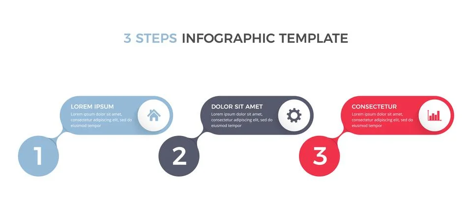 Infographic Template with 3 Steps 스톡 일러스트