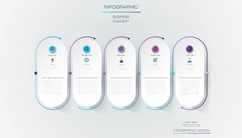 Infographic template with 3D paper label Stock Illustration