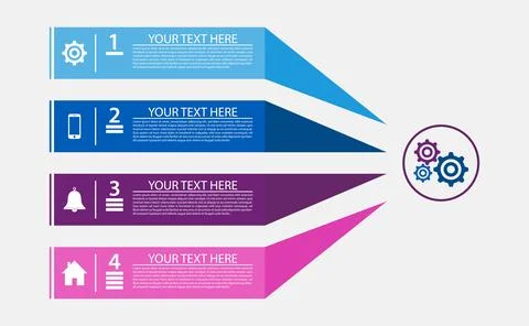 Infographic template 4 step process gear icons Stock Illustration