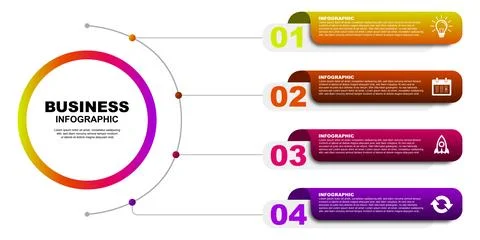 Infographic template. 4 Step timeline journey, calendar Flat simple infogra.. Stock Illustration