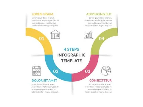 Infographic Template with 4 Steps Stock Illustration