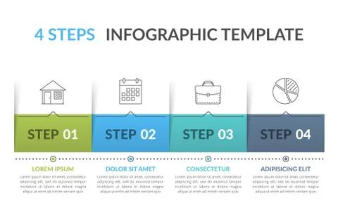 Infographic Template with 4 Steps Stock Illustration