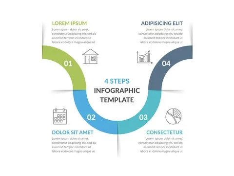 Infographic Template with 4 Steps Illustrazione stock