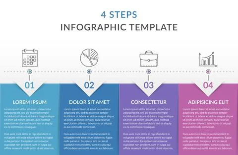 Infographic Template with 4 Steps Stock Illustration