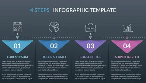 Infographic Template with 4 Steps Illustrazione stock