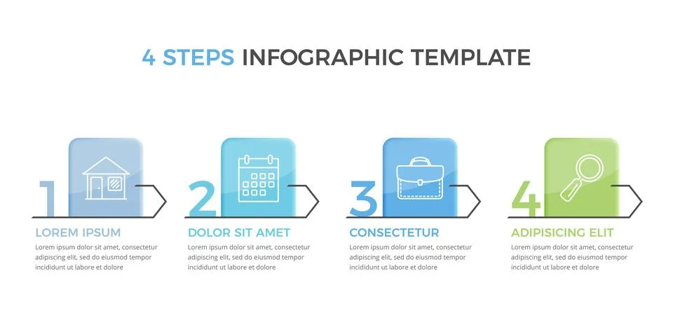 Infographic Template with 4 Steps 스톡 일러스트