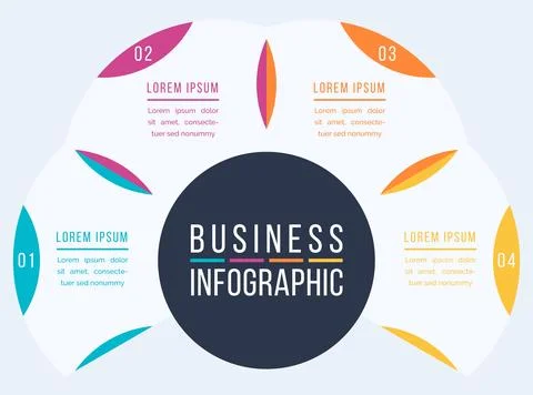 Infographic template 4 steps, objects, elements or options infographic business Stock Illustration