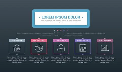 Infographic Template with 5 Elements Stock Illustration