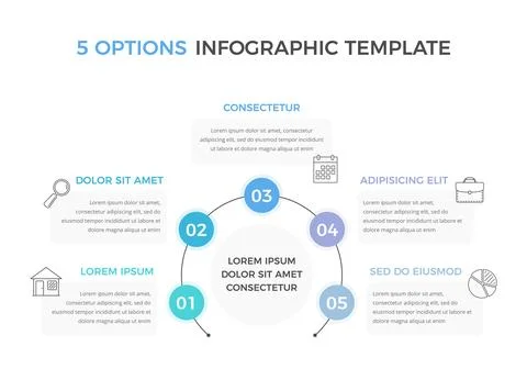 Infographic Template with 5 Options Stock Illustration