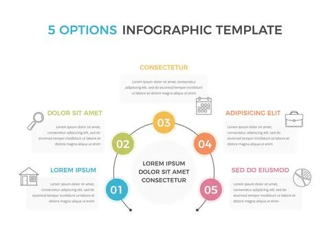 Infographic Template with 5 Options イラスト素材