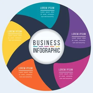Infographic template 5 options, objects, elements or steps business information Stock Illustration