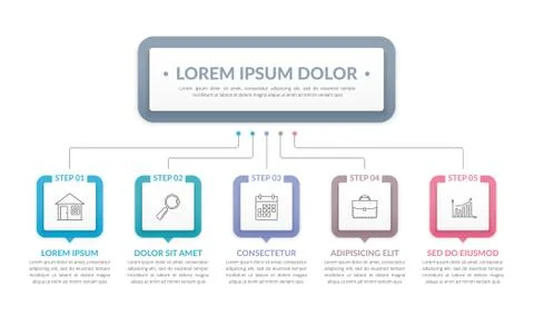 Infographic Template with 5 Steps Stock Illustration