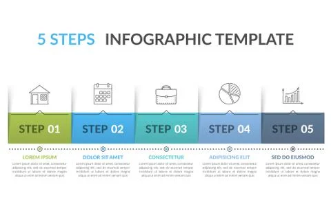 Infographic Template with 5 Steps Stock Illustration