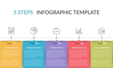 Infographic Template with 5 Steps 스톡 일러스트
