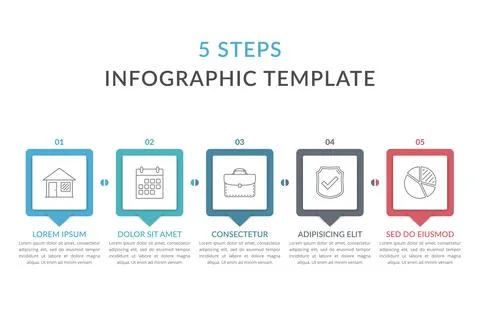 Infographic Template with 5 Steps Stock Illustration
