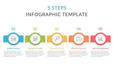 Infographic Template with 5 Steps Stock Illustration