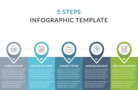 Infographic Template with 5 Steps Stockillustratie