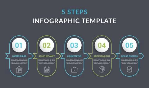 Infographic Template with 5 Steps Stock Illustration