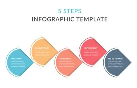 Infographic Template with 5 Steps 스톡 일러스트