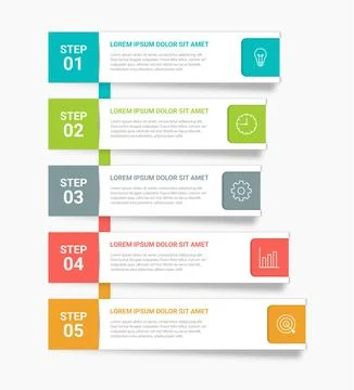 Infographic template with 5 steps, workflow, process chartWeb Stock Illustration