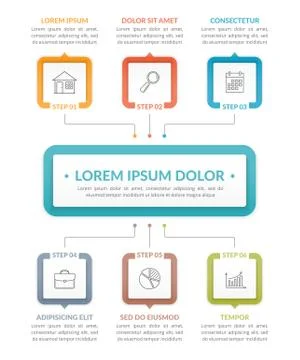 Infographic Template with 6 Steps Stock Illustration