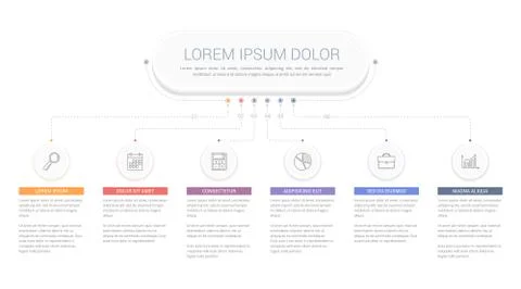 Infographic Template with 6 Steps Stock Illustration