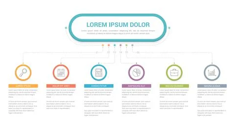 Infographic Template with 6 Steps 스톡 일러스트