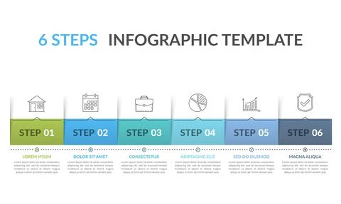Infographic Template with 6 Steps Stock Illustration