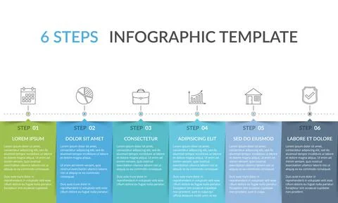 Infographic Template with 6 Steps Stock Illustration