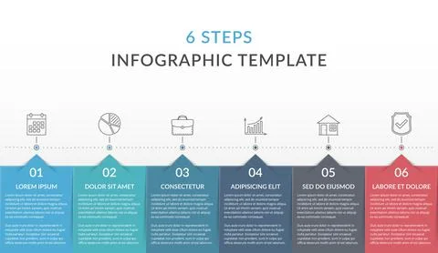 Infographic Template with 6 Steps Stock Illustration