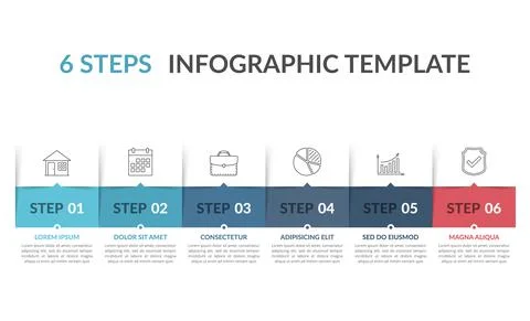 Infographic Template with 6 Steps Stock Illustration